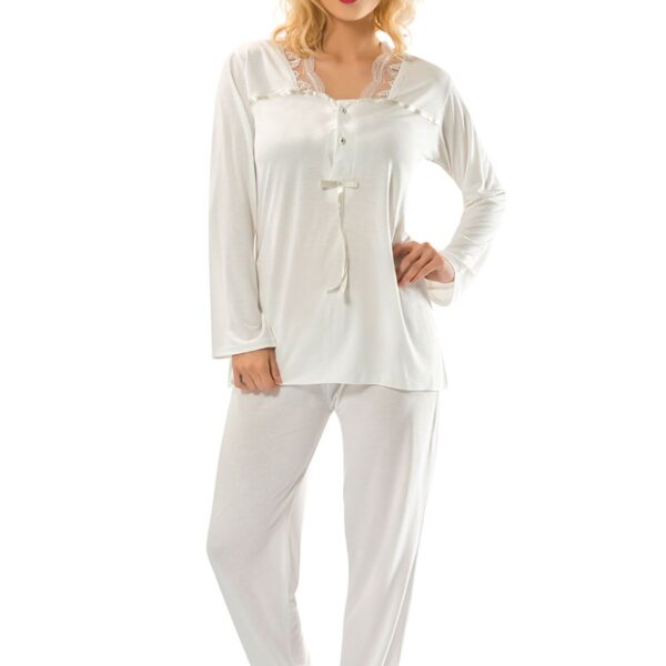 Ekru Penye Pijama Takımı - 1556