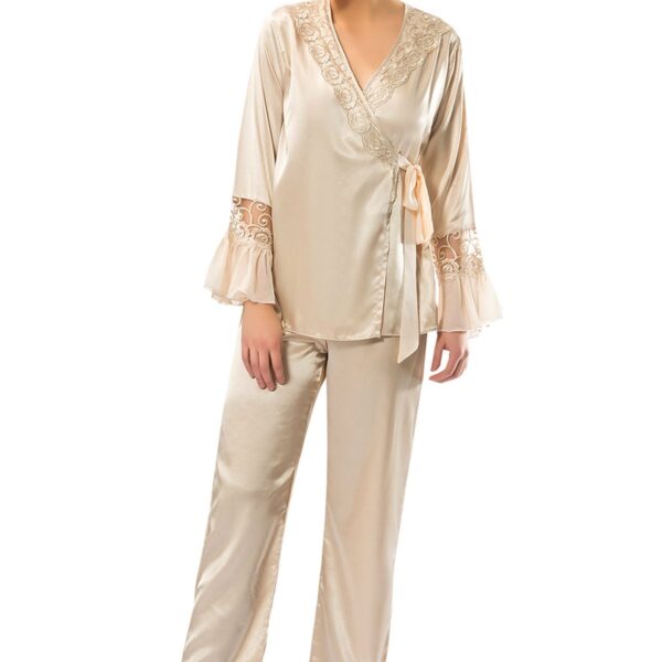 Gold Rengi Saten Pijama Takımı - 1592