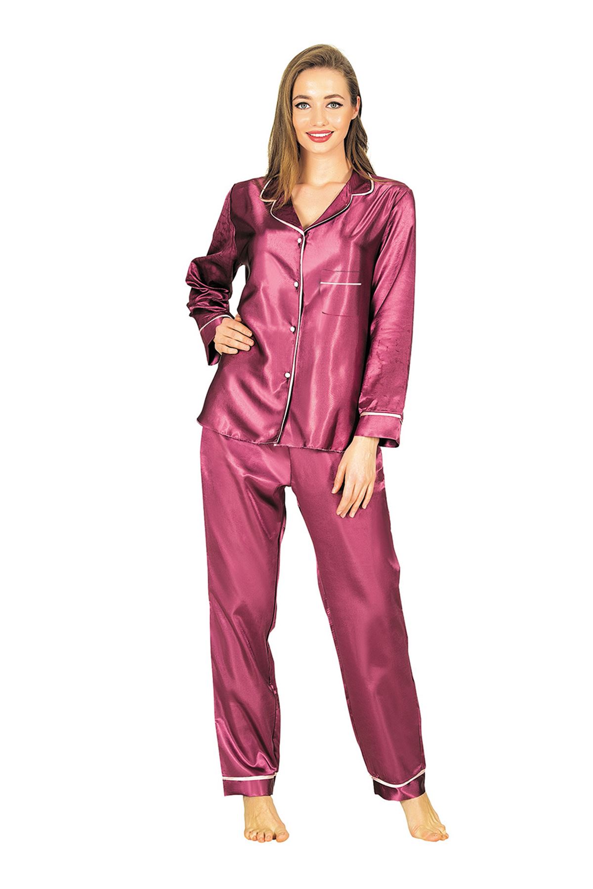 0010599_mor-saten-pijama-takimi-1613 Mor Saten Pijama Takımı - 1613 - Görsel 1