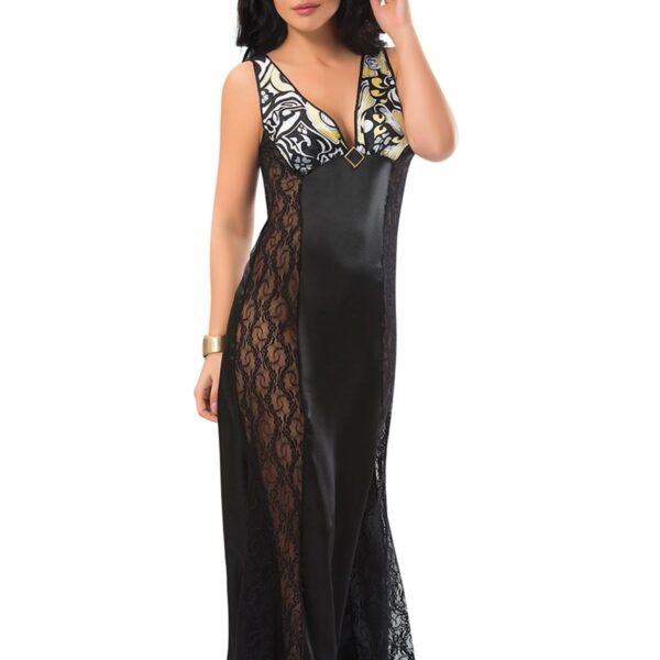 Siyah Dantelli Saten Gecelik - 085