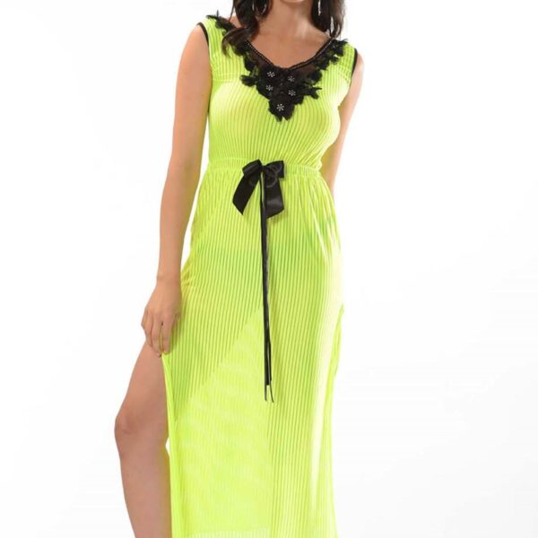 Limon Sarısı Dantel Gecelik - 213