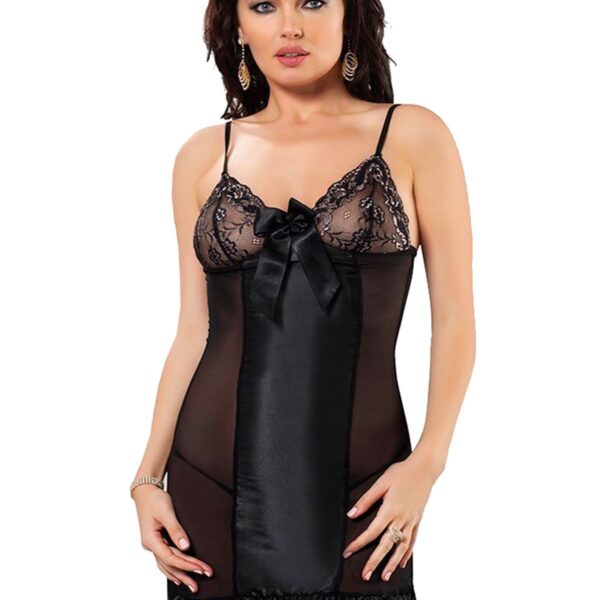 Siyah Dantel Gecelik - 614