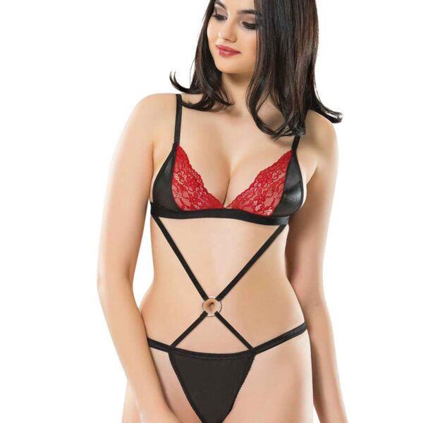 Siyah Kırmızı Sütyen Takım - 6585