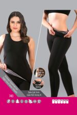 Siyah Kadın Termal Sauna Atlet Tayt Takım - 743 - Görsel 3