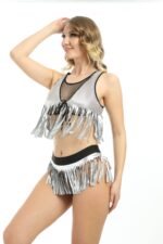 Gri Deri ( Lame ) Püsküllü Gecelik - 428 - Görsel 3