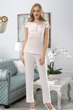 Pudra Penye Pijama Takımı - 1417 - Görsel 2
