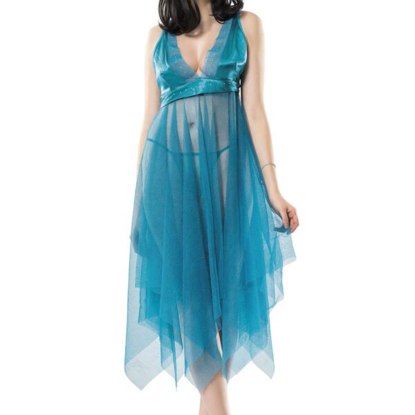 Turkuaz Tül Gecelik - 637B