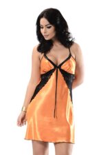 Turuncu Dantelli Saten Gecelik - M-379 - Görsel 3