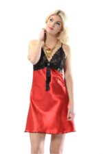 Kırmızı Dantelli Saten Gecelik - M-383 - Görsel 3