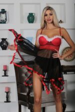 Sistina Kadın Siyah Kırmızı Yılbaşı Gecelik - Görsel 2