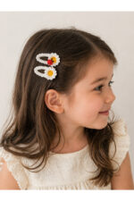 %100 Pamuk El Yapımı Örgü 2'li Çıtçıt Toka – Bebek & Kız Çocuk Saç Aksesuarı