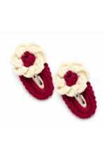 %100 Pamuk El Yapımı Örgü 2'li Çiçek Çıtçıt Toka – Bebek & Kız Çocuk Saç Aksesuarı - Görsel 3