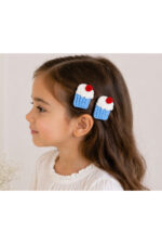 %100 Pamuk El Yapımı Örgü 2'li Muffin Çıtçıt Toka – Bebek & Kız Çocuk Saç Aksesuarı