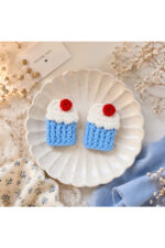 %100 Pamuk El Yapımı Örgü 2'li Muffin Çıtçıt Toka – Bebek & Kız Çocuk Saç Aksesuarı - Görsel 2