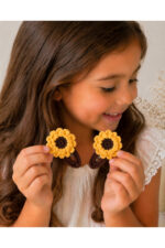 %100 Pamuk El Yapımı Örgü 2'li Çiçek Çıtçıt Toka – Bebek & Kız Çocuk Saç Aksesuarı - Görsel 2