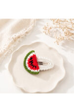 %100 Pamuk El Yapımı Örgü Karpuz Çıtçıt Toka – Bebek & Kız Çocuk Saç Aksesuarı - Görsel 2