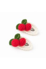 %100 Pamuk El Yapımı Örgü 2'li Çıtçıt Toka – Bebek & Kız Çocuk Saç Aksesuarı - Görsel 3