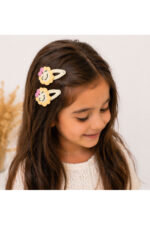 %100 Pamuk El Yapımı Örgü 2'li Güneş Çıtçıt Toka – Bebek & Kız Çocuk Saç Aksesuarı