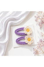 %100 Pamuk El Yapımı Örgü 10'lu Çiçek Çıtçıt Toka – Bebek & Kız Çocuk Saç Aksesuarı - Görsel 5