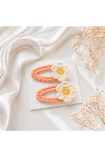 %100 Pamuk El Yapımı Örgü 10'lu Çiçek Çıtçıt Toka – Bebek & Kız Çocuk Saç Aksesuarı - Görsel 6