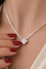 Yonca Baget Taşlı Paslanmaz Çelik Kolye - Görsel 2