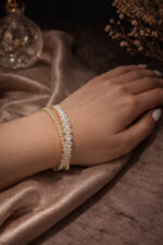 Çift Sıra Taşlı Tennis Bileklik Paslanmaz Çelik