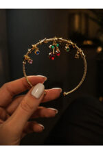 Sweet Cherry Charm Bileklik Gold Paslanmaz Çelik - Görsel 3