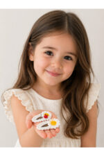 %100 Pamuk El Yapımı Örgü 2'li Çıtçıt Toka – Bebek & Kız Çocuk Saç Aksesuarı - Görsel 2