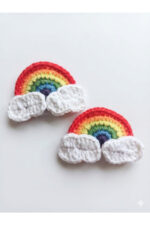 %100 Pamuk El Yapımı Örgü 2'li Gökkuşağı Çıtçıt Toka – Bebek & Kız Çocuk Saç Aksesuarı - Görsel 3