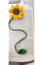 %100 Pamuk El Örgüsü Sarı Çiçek Kitap Ayracı – Doğal İp, El Yapımı, Şık ve Zarif Hediye Kitap Ayraç - Görsel 5