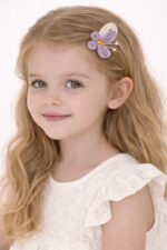 %100 Pamuk El Yapımı Örgü Kelebek Tekli Çıtçıt Toka – Bebek & Kız Çocuk Saç Aksesuarı