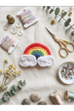 %100 Pamuk El Yapımı Örgü Gökküşağı Tekli Çıtçıt Toka – Bebek & Kız Çocuk Saç Aksesuarı - Görsel 2