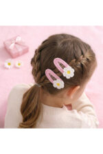 %100 Pamuk El Yapımı Örgü 2'li Çiçek Çıtçıt Toka – Bebek & Kız Çocuk Saç Aksesuarı