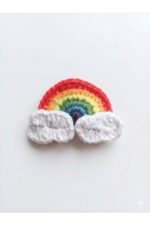 %100 Pamuk El Yapımı Örgü Gökküşağı Tekli Çıtçıt Toka – Bebek & Kız Çocuk Saç Aksesuarı - Görsel 3