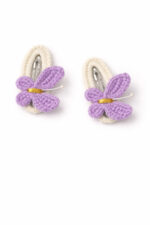 %100 Pamuk El Yapımı Örgü 2'li Kelebek Çıtçıt Toka – Bebek & Kız Çocuk Saç Aksesuarı - Görsel 3