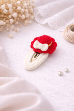 %100 Pamuk El Yapımı Örgü Tekli Çıtçıt Toka – Bebek & Kız Çocuk Saç Aksesuarı - Görsel 2