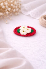 %100 Pamuk El Yapımı Örgü Tekli Çıtçıt Toka – Bebek & Kız Çocuk Saç Aksesuarı - Görsel 3