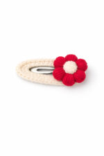 %100 Pamuk El Yapımı Örgü Tekli Çiçek Çıtçıt Toka – Bebek & Kız Çocuk Saç Aksesuarı - Görsel 2