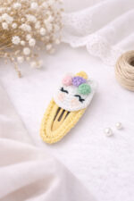 %100 Pamuk El Yapımı Örgü Tekli Çıtçıt Toka – Bebek & Kız Çocuk Saç Aksesuarı - Görsel 3