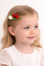 %100 Pamuk El Yapımı Örgü Uğur Böcekli Tekli Çıtçıt Toka – Bebek & Kız Çocuk Saç Aksesuarı