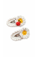 %100 Pamuk El Yapımı Örgü 2'li Çıtçıt Toka – Bebek & Kız Çocuk Saç Aksesuarı - Görsel 3