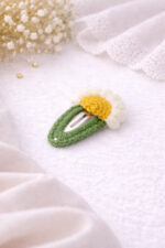 %100 Pamuk El Yapımı Örgü Tekli Çıtçıt Toka – Bebek & Kız Çocuk Saç Aksesuarı - Görsel 2