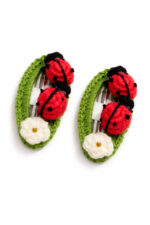 %100 Pamuk El Yapımı Örgü 2'li Uğur Böcekli Çıtçıt Toka – Bebek & Kız Çocuk Saç Aksesuarı - Görsel 3