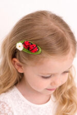 %100 Pamuk El Yapımı Örgü 2'li Uğur Böcekli Çıtçıt Toka – Bebek & Kız Çocuk Saç Aksesuarı - Görsel 4