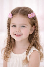 %100 Pamuk El Yapımı Örgü 2'li Çiçek Çıtçıt Toka – Bebek & Kız Çocuk Saç Aksesuarı