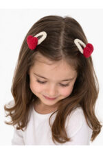 %100 Pamuk El Yapımı Örgü 2'li Kalp Çıtçıt Toka – Bebek & Kız Çocuk Saç Aksesuarı