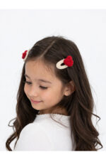 %100 Pamuk El Yapımı Örgü 2'li Kalp Çıtçıt Toka – Bebek & Kız Çocuk Saç Aksesuarı - Görsel 2