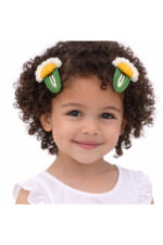 %100 Pamuk El Yapımı Örgü 2'li Papatya Çıtçıt Toka – Bebek & Kız Çocuk Saç Aksesuarı