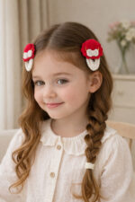 %100 Pamuk El Yapımı Örgü 2'li Çıtçıt Toka – Bebek & Kız Çocuk Saç Aksesuarı