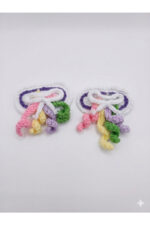 %100 Pamuk El Yapımı Örgü 2'li Çıtçıt Toka – Bebek & Kız Çocuk Saç Aksesuarı - Görsel 3